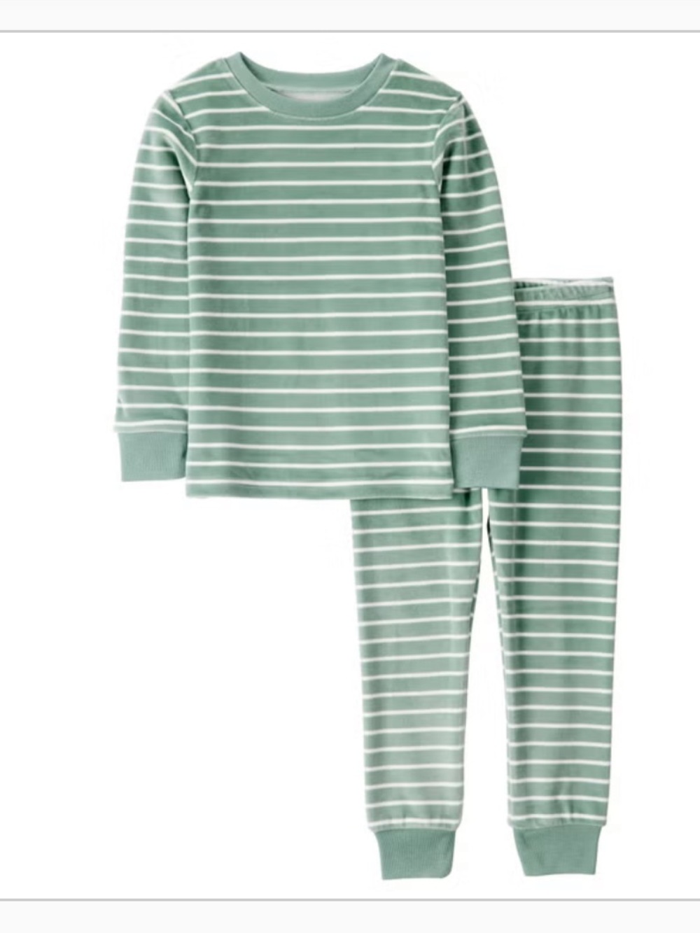 NWT Carter's Kids soft Green Stripe and White Tree & Yeti Pajamas set size 6 - Picture 3 of 5
